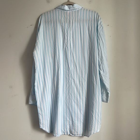 Victoria’s Secret lemon embroidered striped long line button up pajama shirt L - Picture 7 of 7